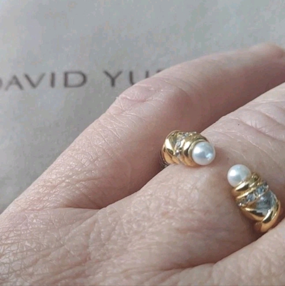 DY elegant simplicity ring pearls silver pave.8.
